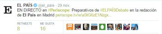 Captura de la aplicación Periscope de El País