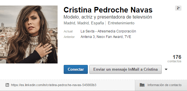 Cuentas de LinkedIn de famosos: Cristina Pedroche