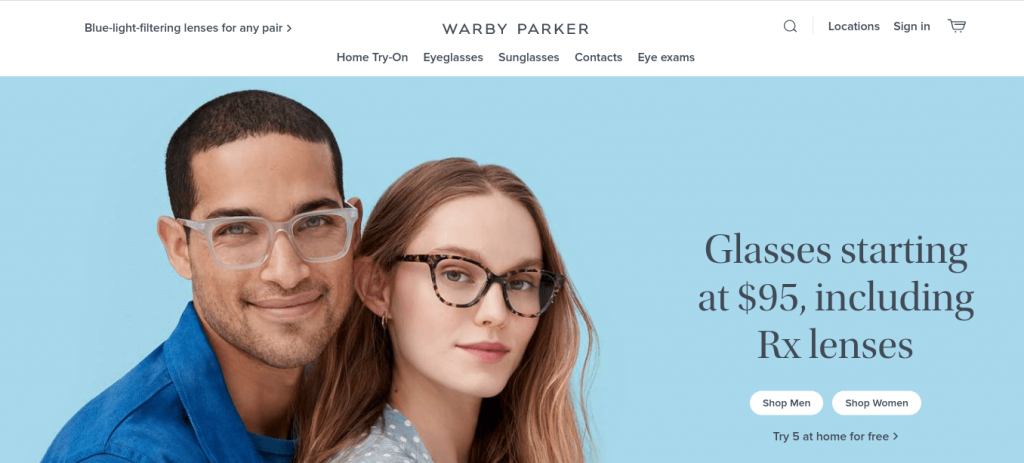 Warby Parker Landingpage
