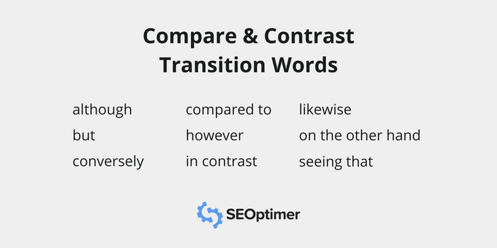compare and contrast seo transition words
