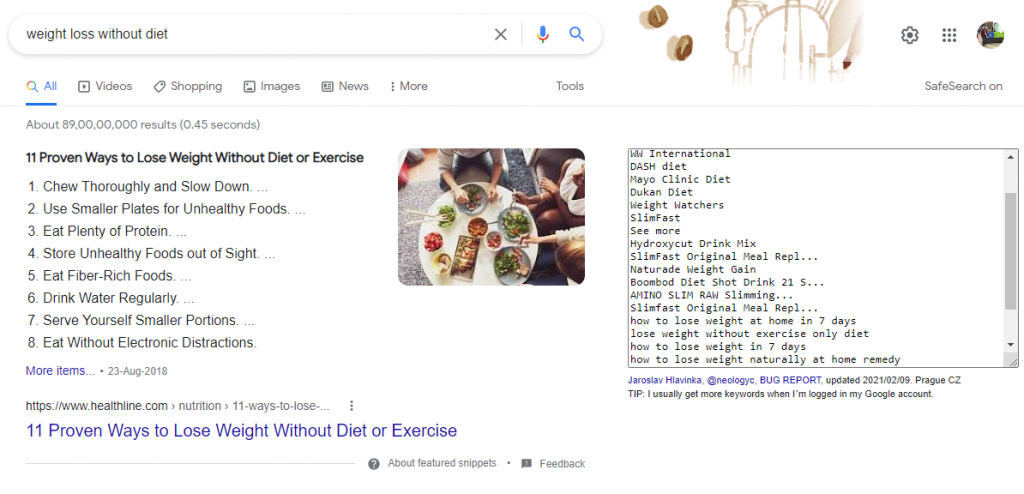 extract people also search for phrases example