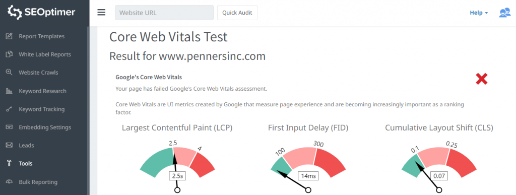 core web vitals test