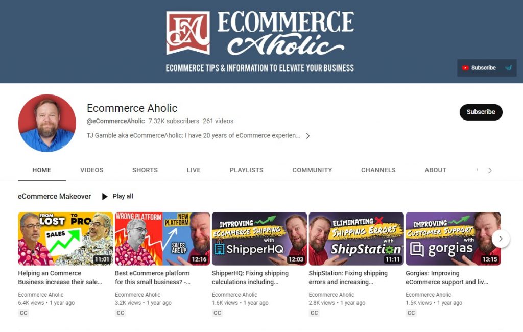 kanał na YouTube ecommerce aholic
